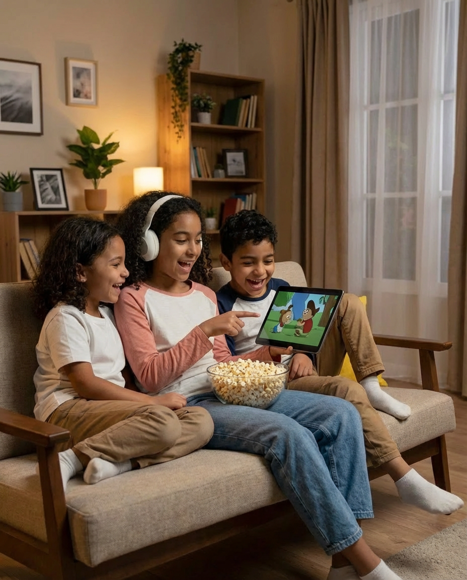 Niños viendo televisión